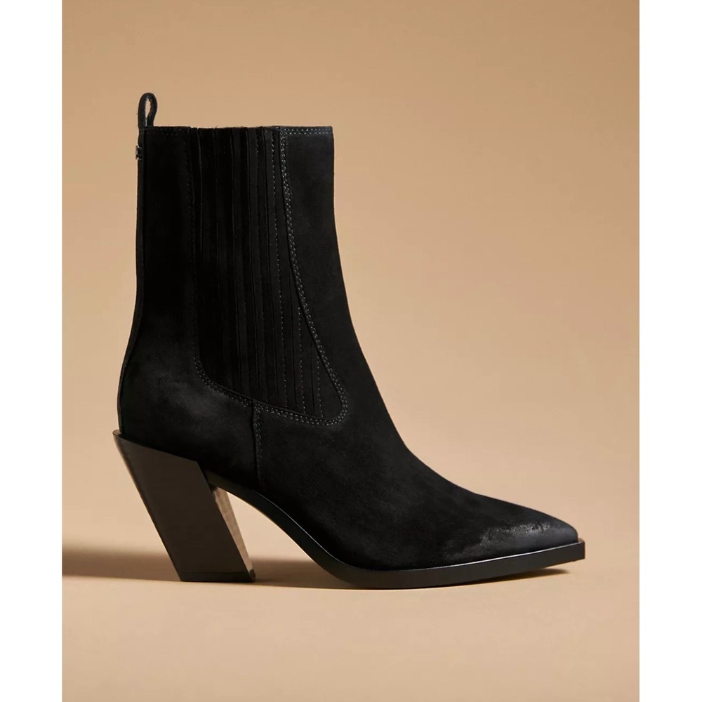 Sam Edelman Mandey Black Suede Pointed Toe‎ Western Ankle Boots Womens 8.5 M